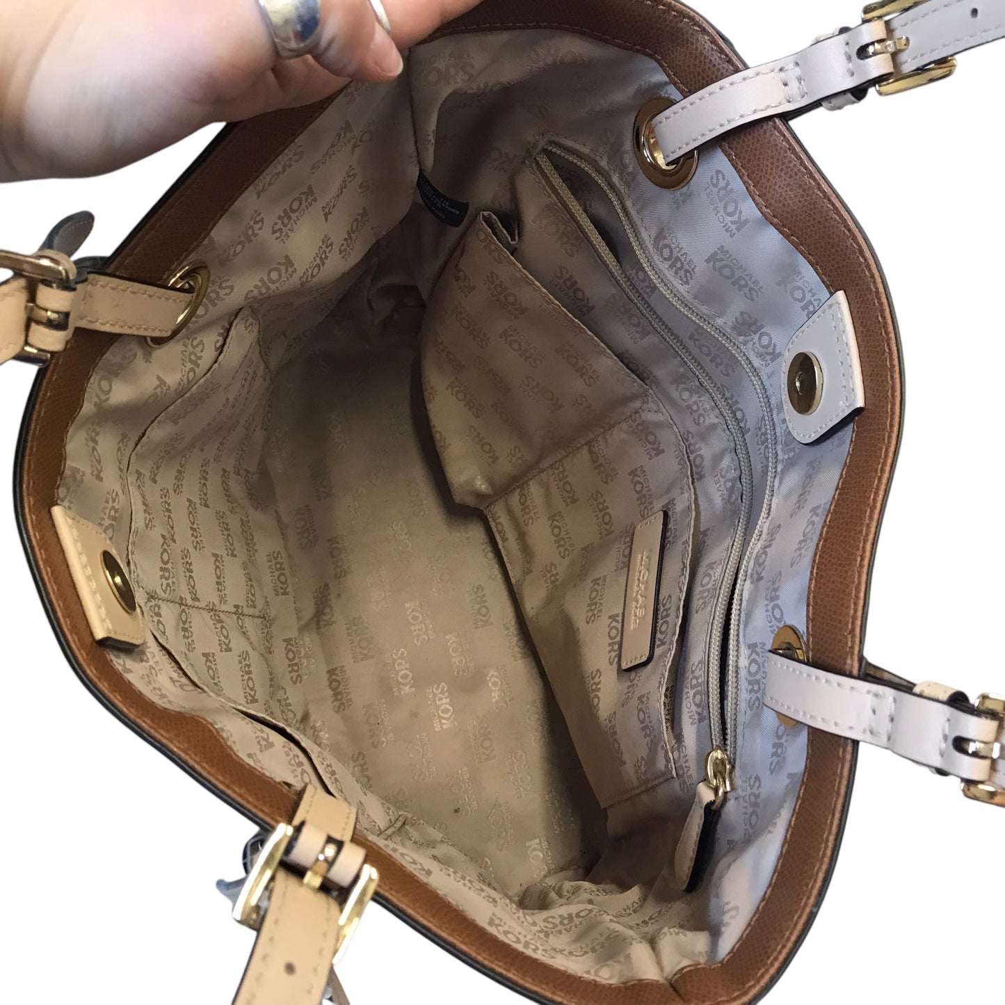 Handbag Designer By Michael Kors In Brown, Size:Medium