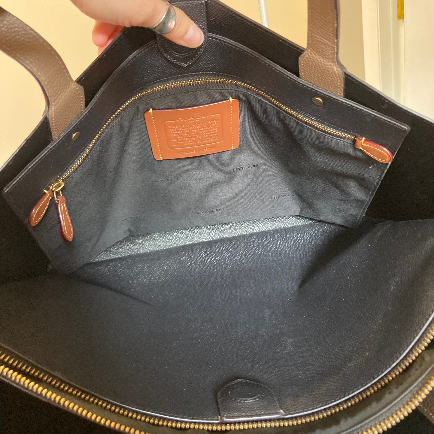 Tote Designer By Coach In Taupe, Size:Large