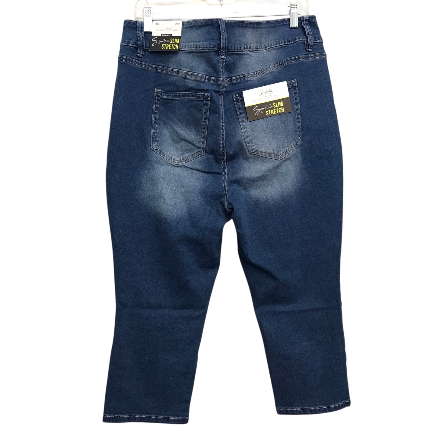Jeans Cropped By Royalty In Blue Denim, Size:14