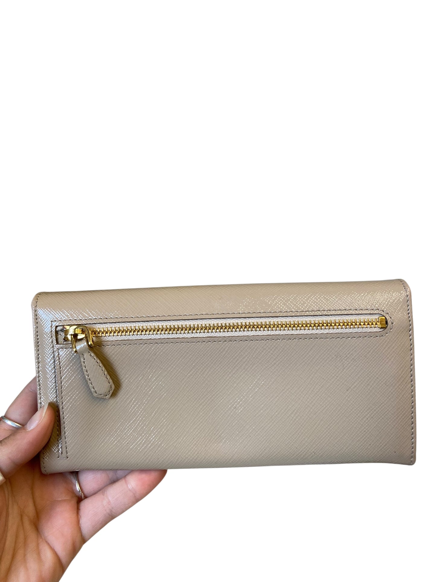 Wallet Luxury Designer By Prada In Tan, Size:Medium