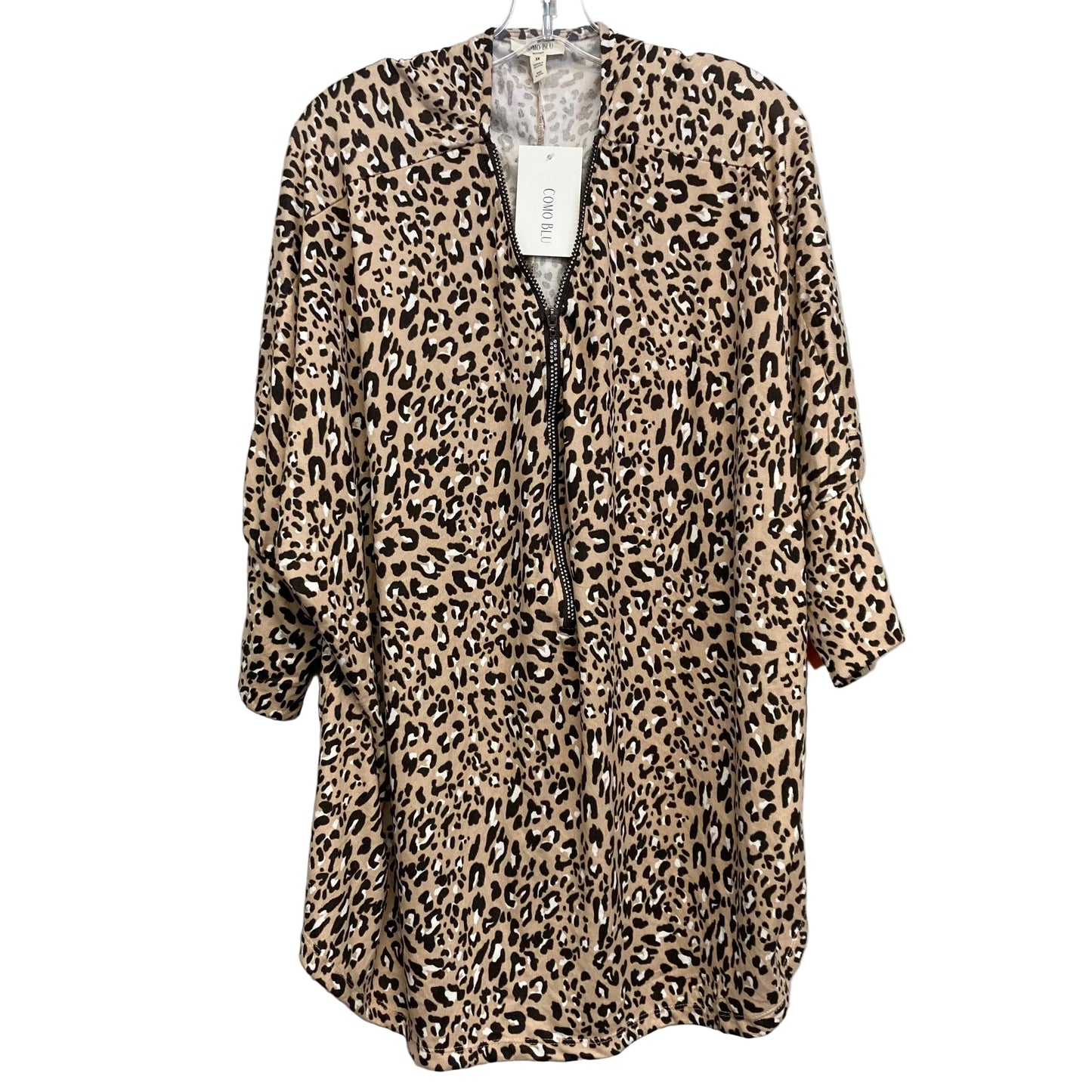 Tunic 3/4 Sleeve By Como Blu In Animal Print, Size:3X