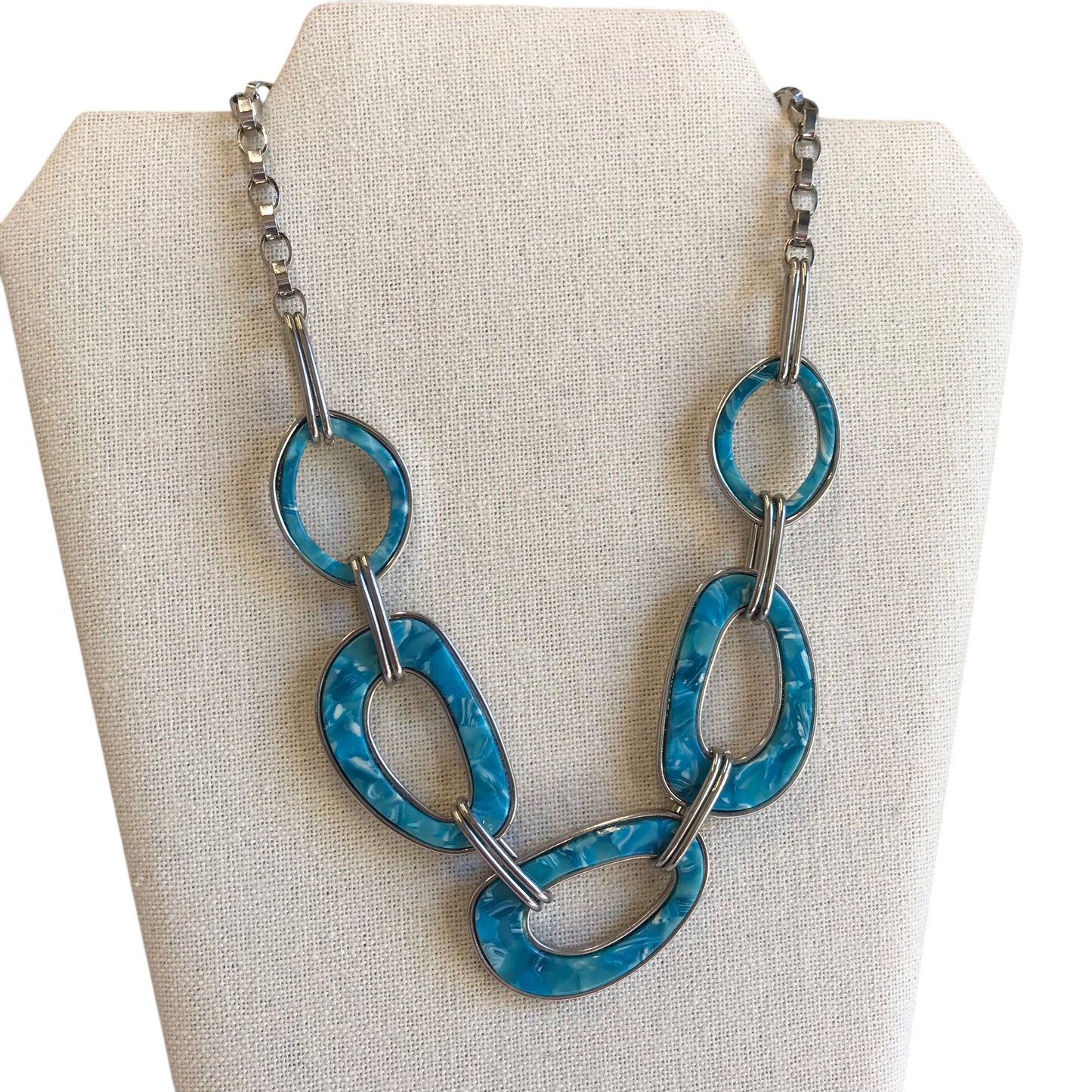 Necklace Statement By Catherines In Blue & Silver