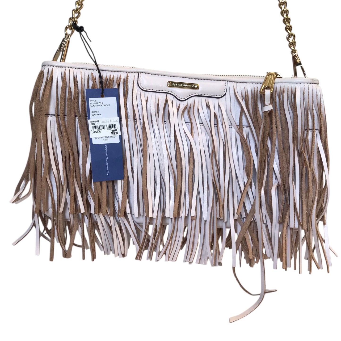 Clutch Designer By Rebecca Minkoff In Tan & White, Size:Medium