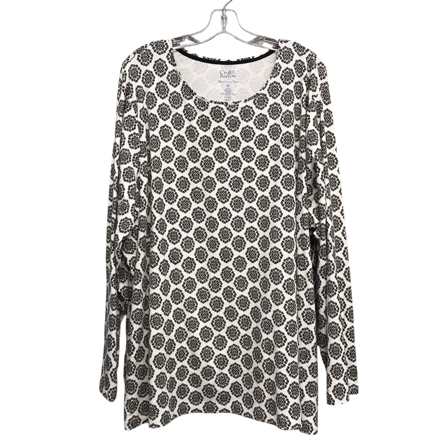 Top Ls Basic By Croft And Barrow In Black & Cream, Size:4X