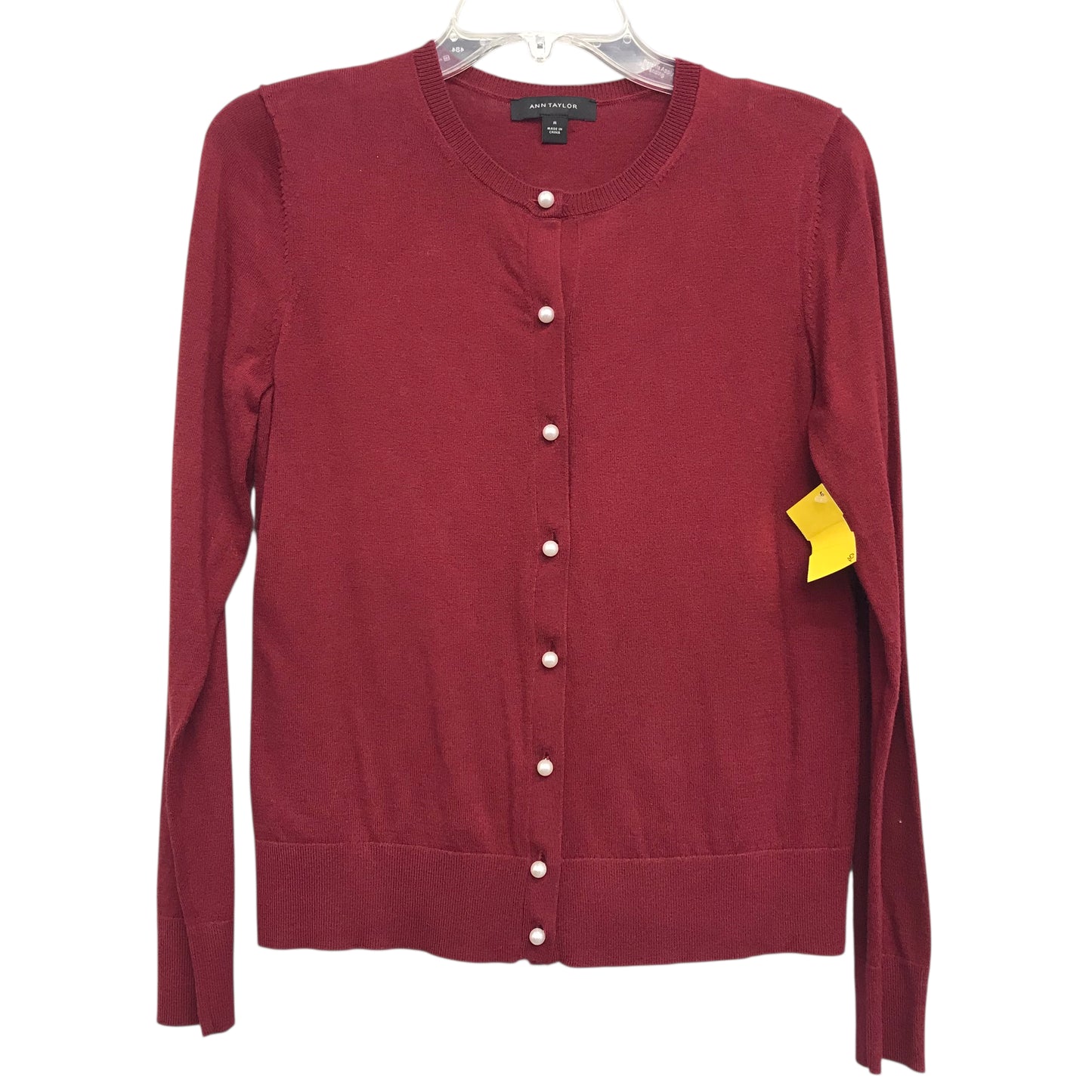 Sweater Cardigan By Ann Taylor In Red, Size:M