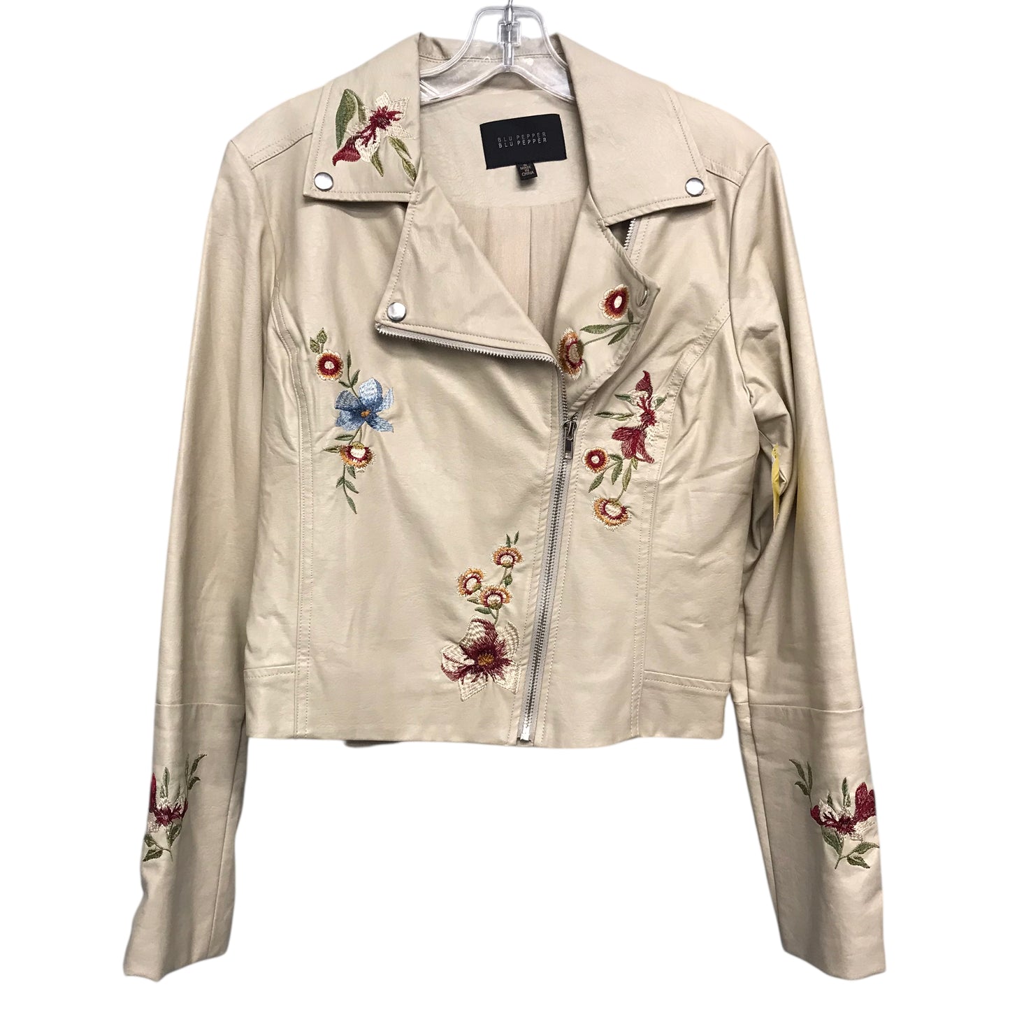 Jacket Moto By Blu Pepper In Tan, Size:S