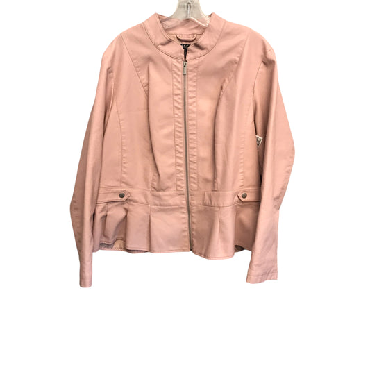 Jacket Moto By Baccini In Pink, Size:2X