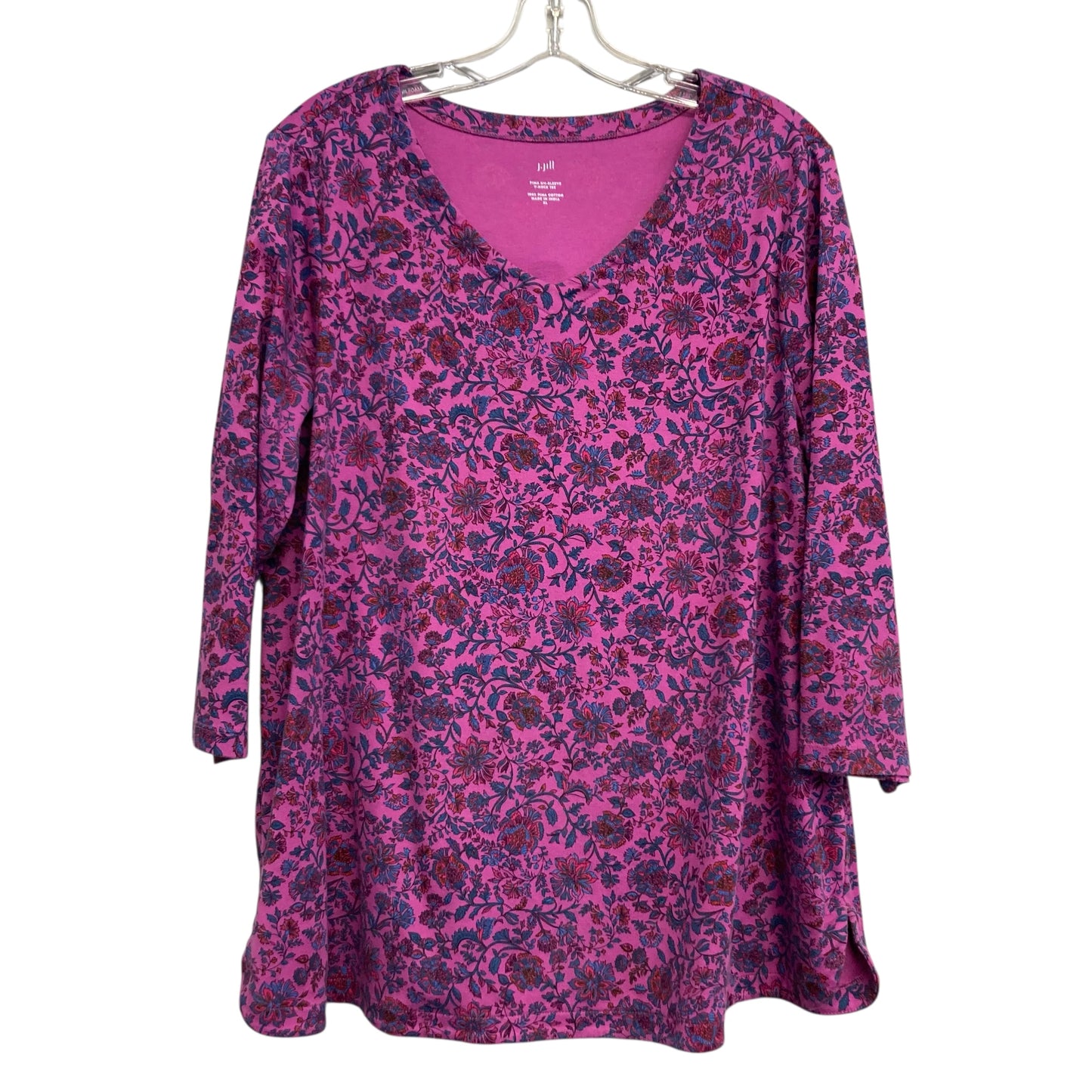 Top 3/4 Sleeve By J. Jill In Pink & Red, Size:Xl