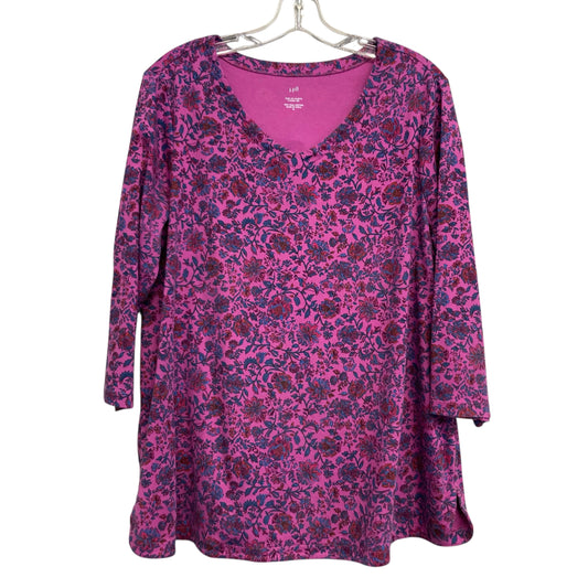 Top 3/4 Sleeve By J. Jill In Pink & Red, Size:Xl