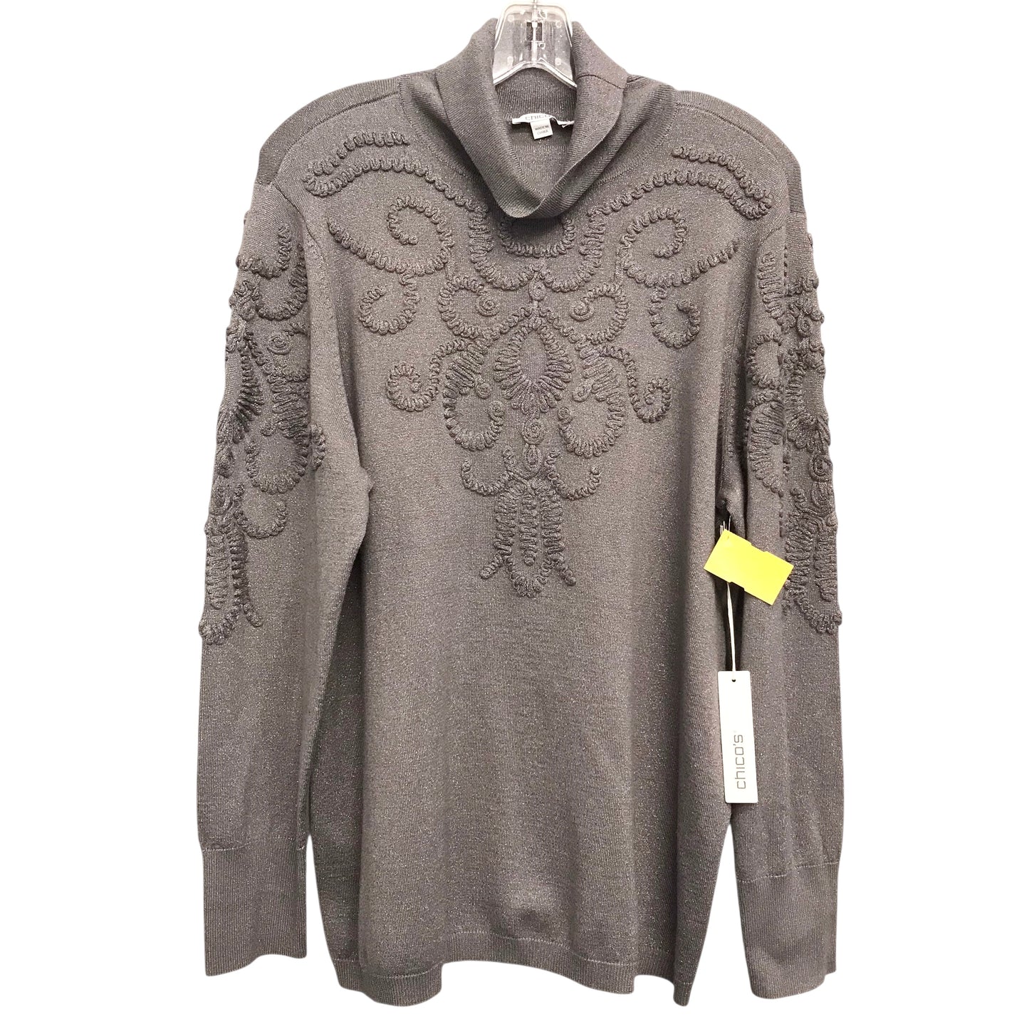 Sweater By Chicos In Grey & Silver, Size:Xl
