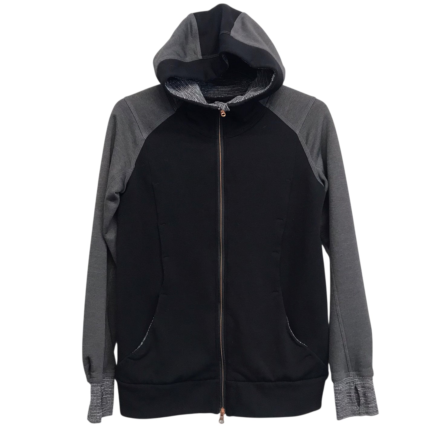 Athletic Jacket By Lululemon In Black & Grey, Size:S