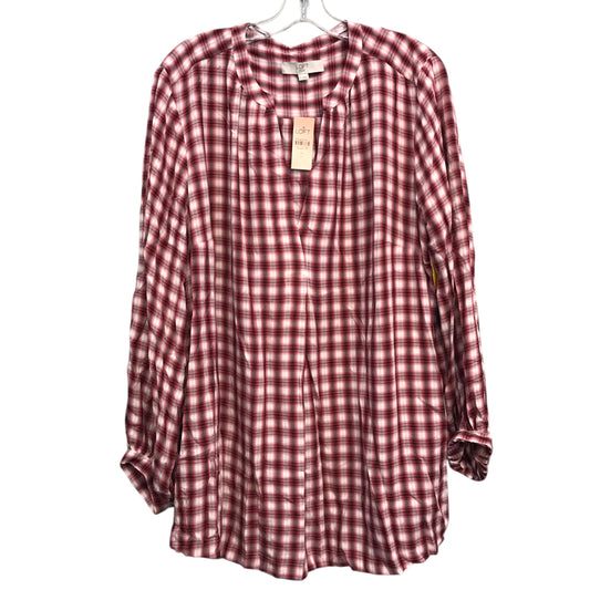 Top Ls By Loft In Plaid Pattern, Size:1X