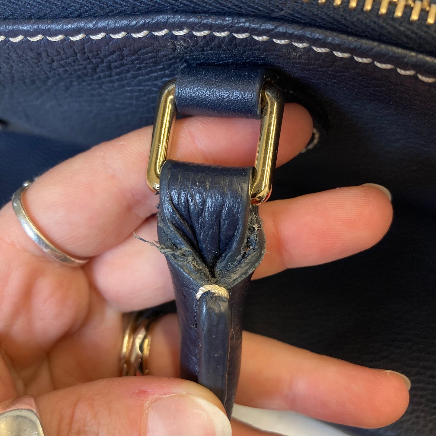 Handbag Designer By Dooney And Bourke In Navy, Size:Medium