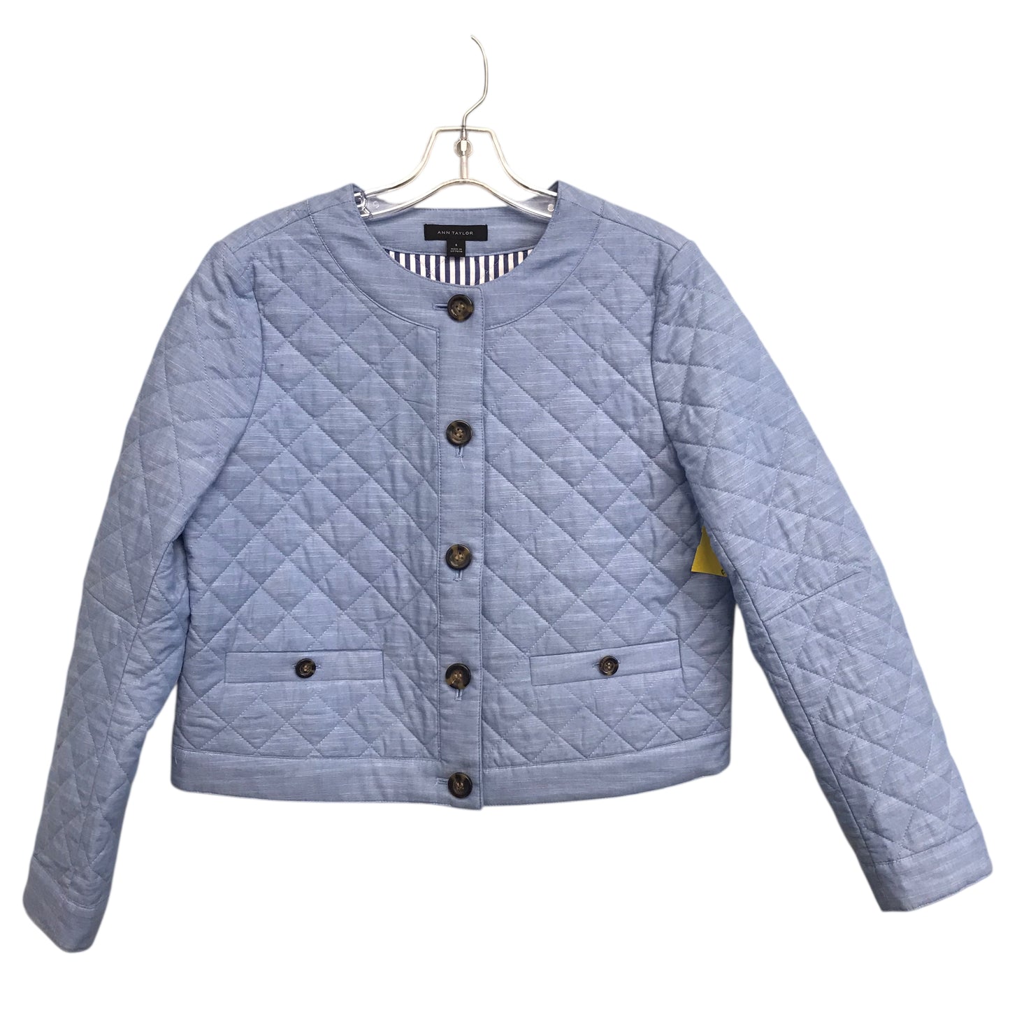 Jacket Puffer & Quilted By Ann Taylor In Blue, Size:M
