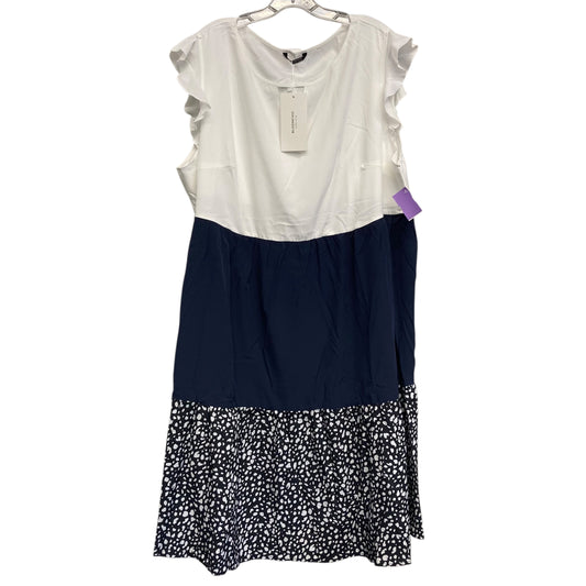 Dress Casual Short By Bloomchic In Blue & White, Size:3X