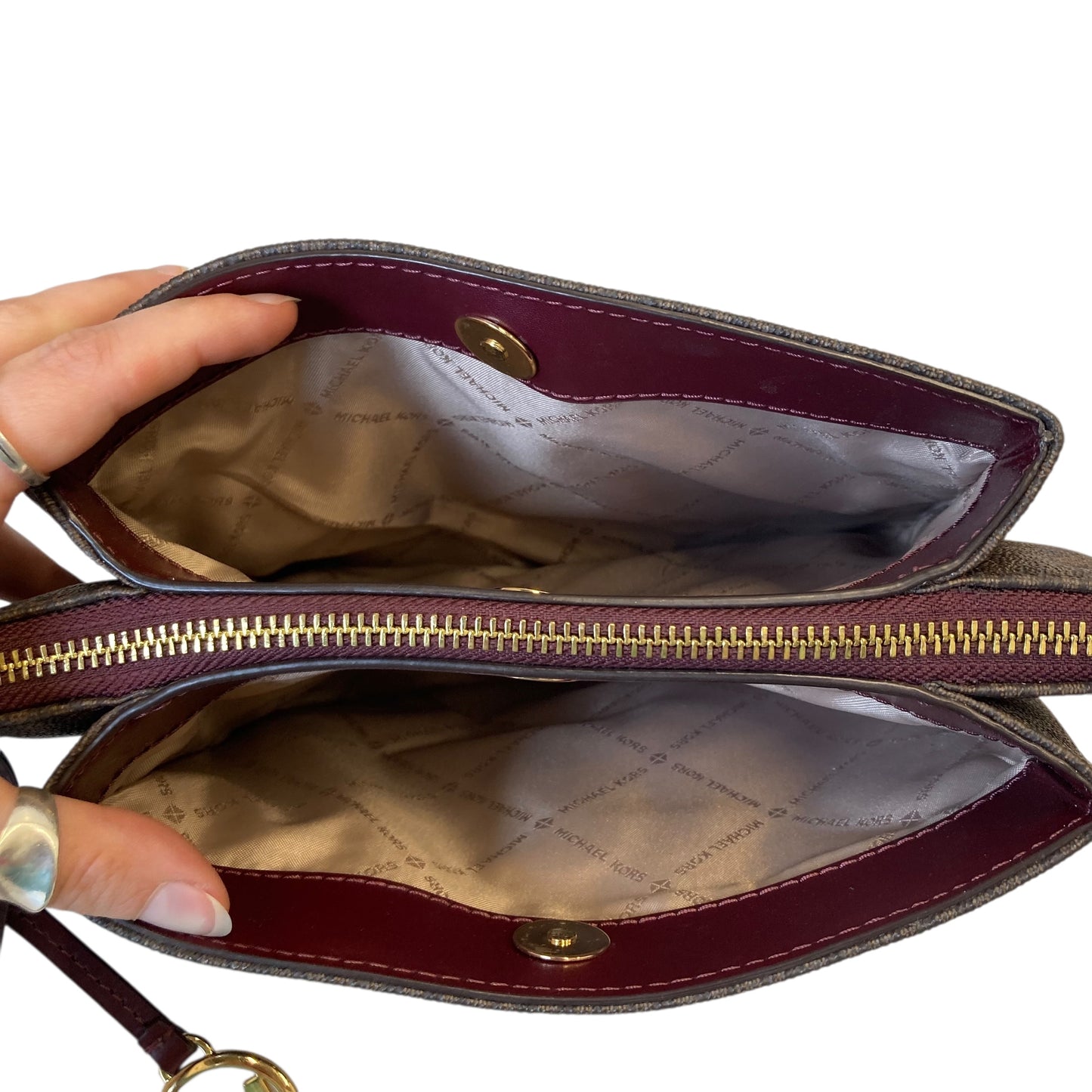 Crossbody Designer By Michael Kors In Brown, Size:Medium