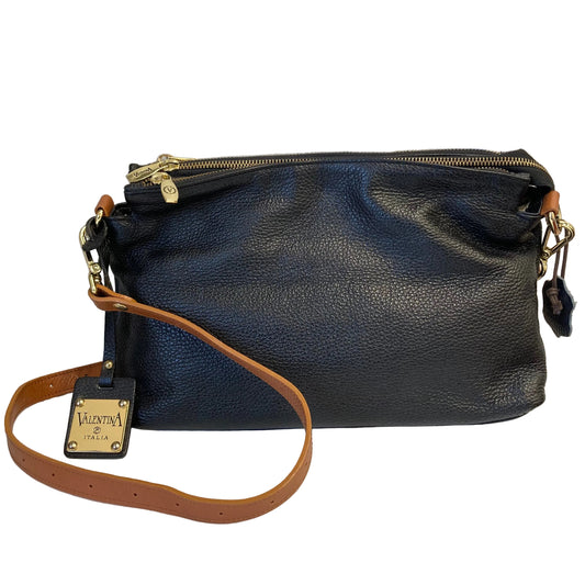 Handbag Leather By Valentina In Black, Size:Medium