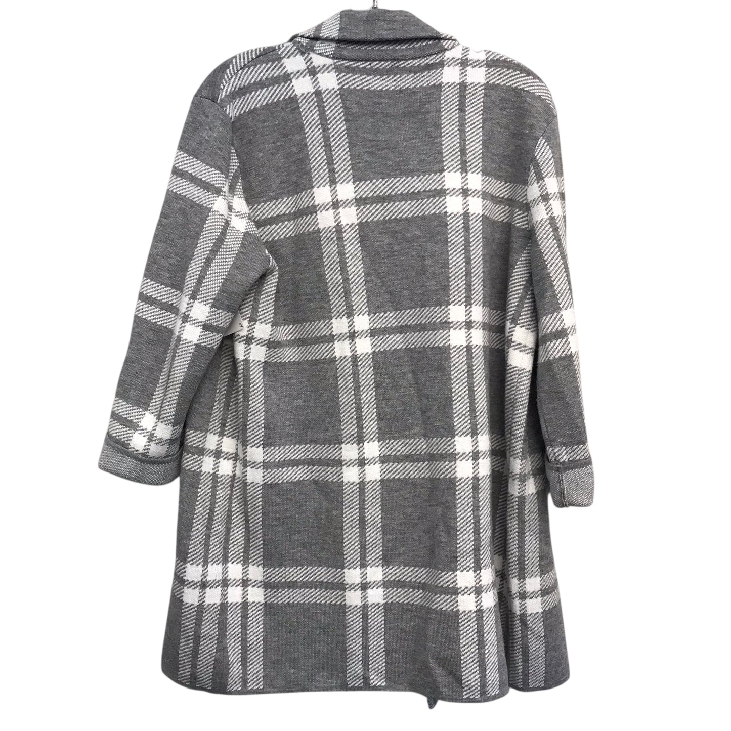 Sweater Cardigan By Anne Klein In Plaid Pattern, Size:L