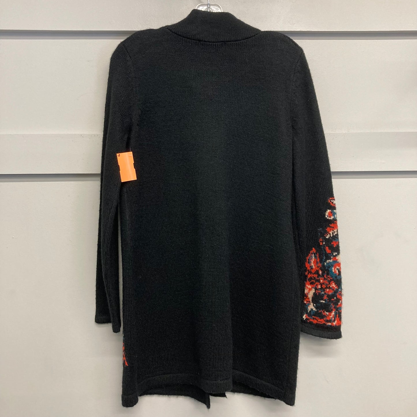 Sweater Cardigan Designer By Neiman Marcus In Black & Orange, Size:S