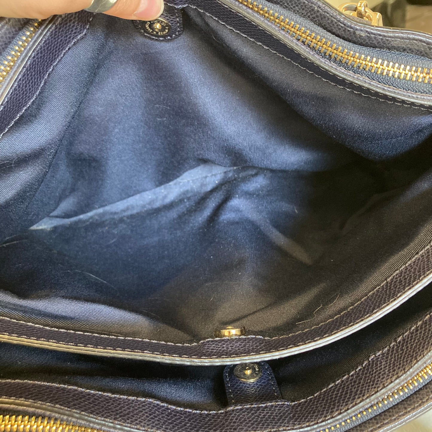 Handbag Designer By Coach In Navy, Size:Large