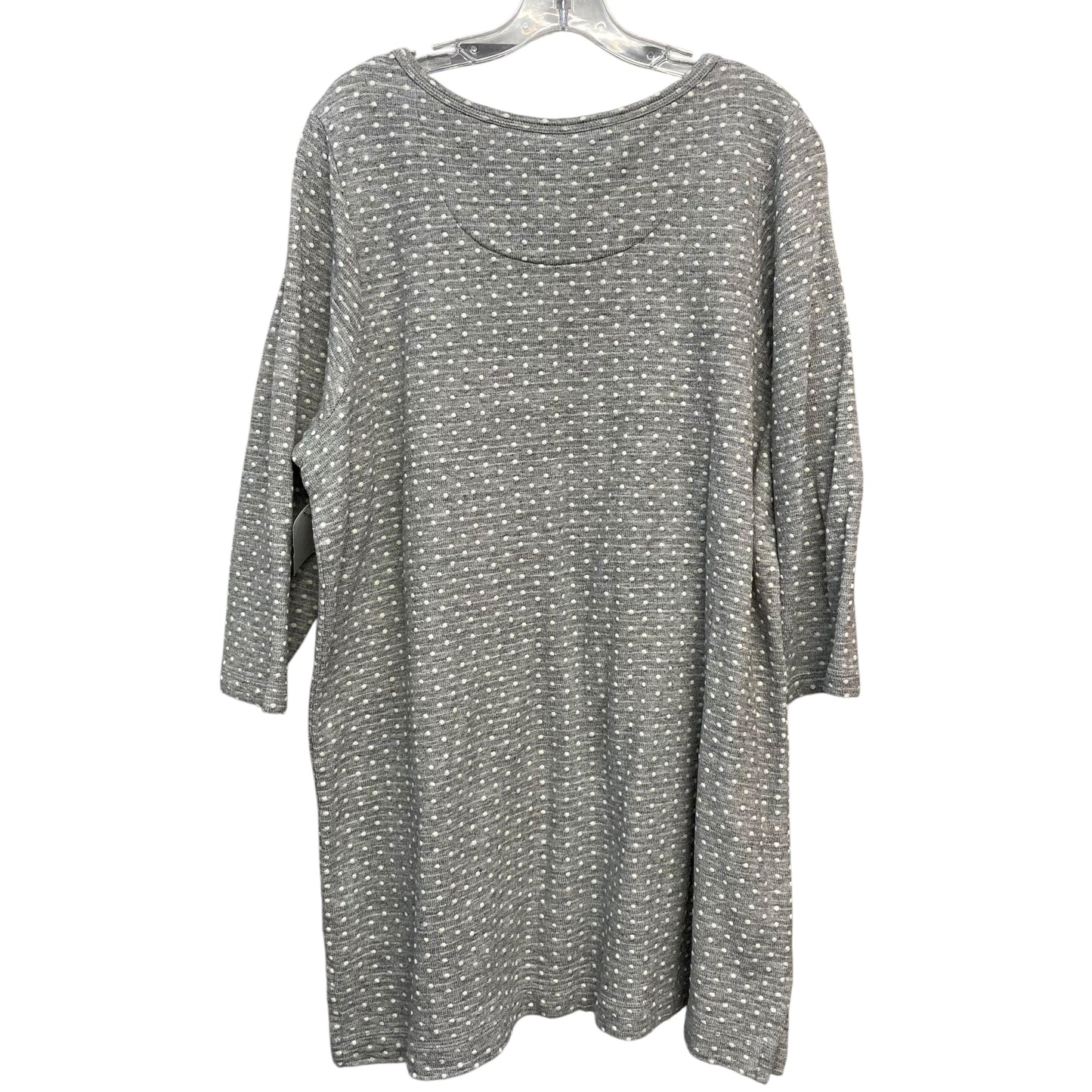 Top 3/4 Sleeve By Lands End In Grey & White, Size:2X