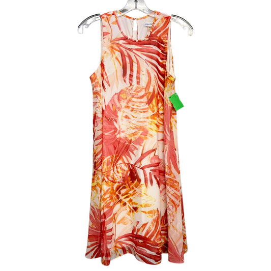 Dress Casual Midi By Calvin Klein In Orange & Pink, Size:S