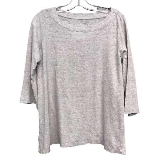 Top 3/4 Sleeve Basic By Eileen Fisher In Grey & White, Size:S