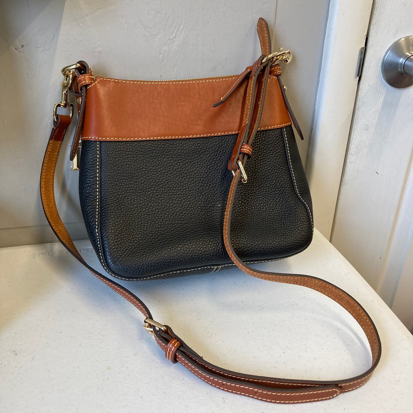 Crossbody Designer By Dooney And Bourke In Black & Brown, Size:Medium