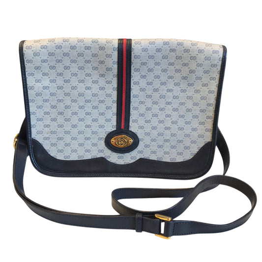 Crossbody Luxury Designer By Gucci In Blue & Grey, Size:Medium