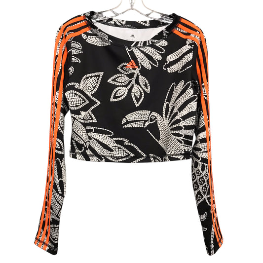 Athletic Top Ls Crewneck By Adidas In Black & White, Size:L