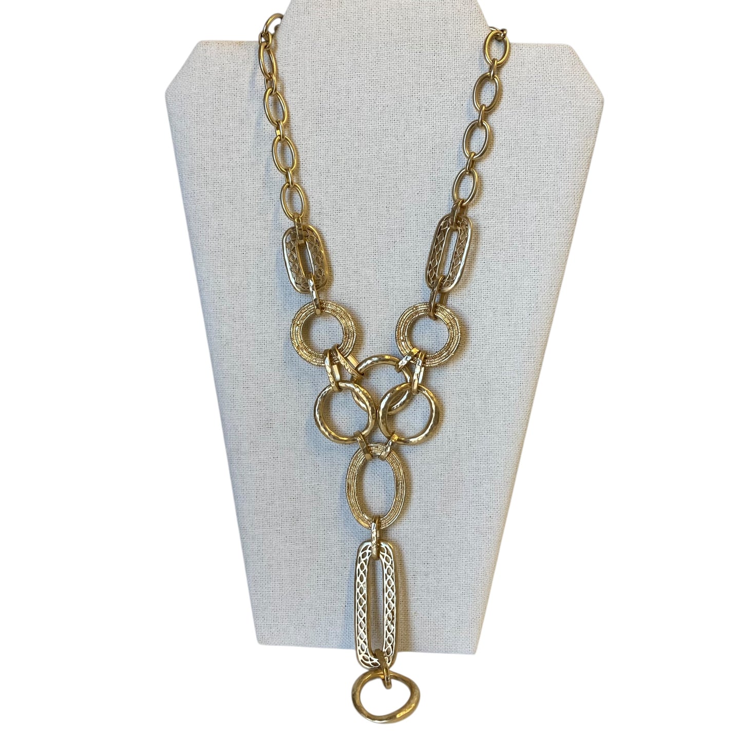 Necklace Lariat & Y-Drop By Chicos In Gold