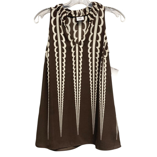 Top Sleeveless By Cabi In Brown & Cream, Size:Xs