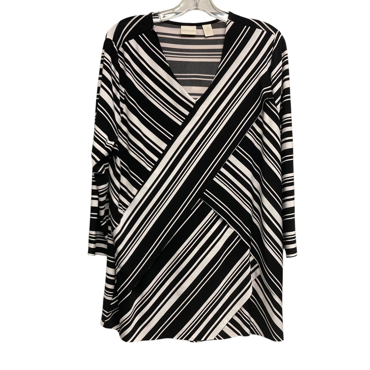 Top 3/4 Sleeve By Chicos In Striped Pattern, Size:Xl