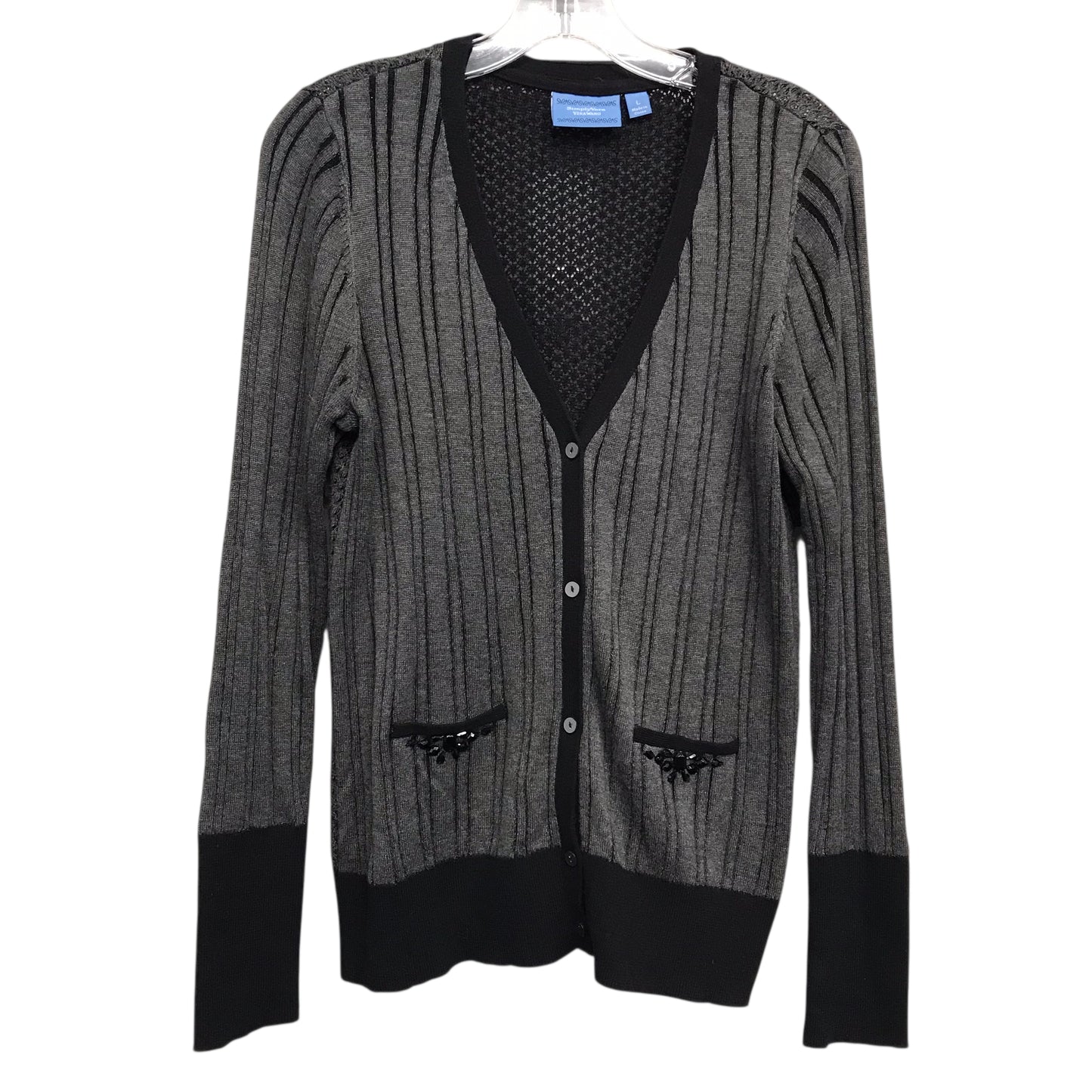 Sweater Cardigan By Simply Vera In Grey, Size:L