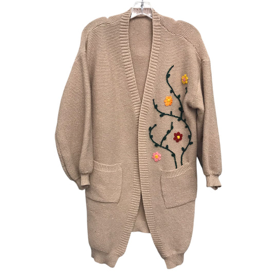 Sweater Cardigan By Shein In Tan, Size:L