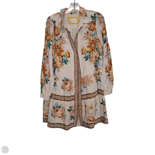 Dress Casual Short By Anthropologie In Cream & Green, Size: S