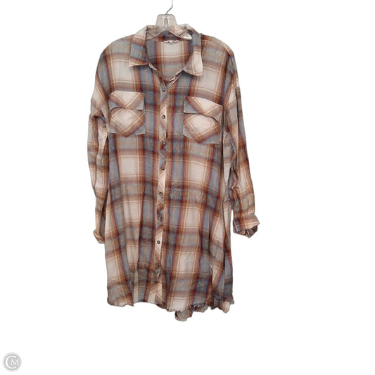 Tunic Long Sleeve By Mystree In Plaid Pattern, Size: M