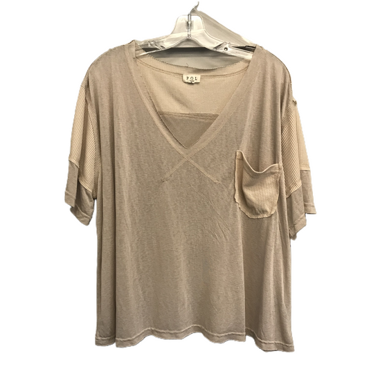 Beige Top Short Sleeve By Pol, Size: L