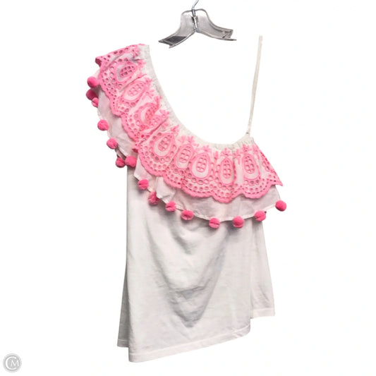 Top Sleeveless Designer By Lilly Pulitzer In Pink & White, Size: S