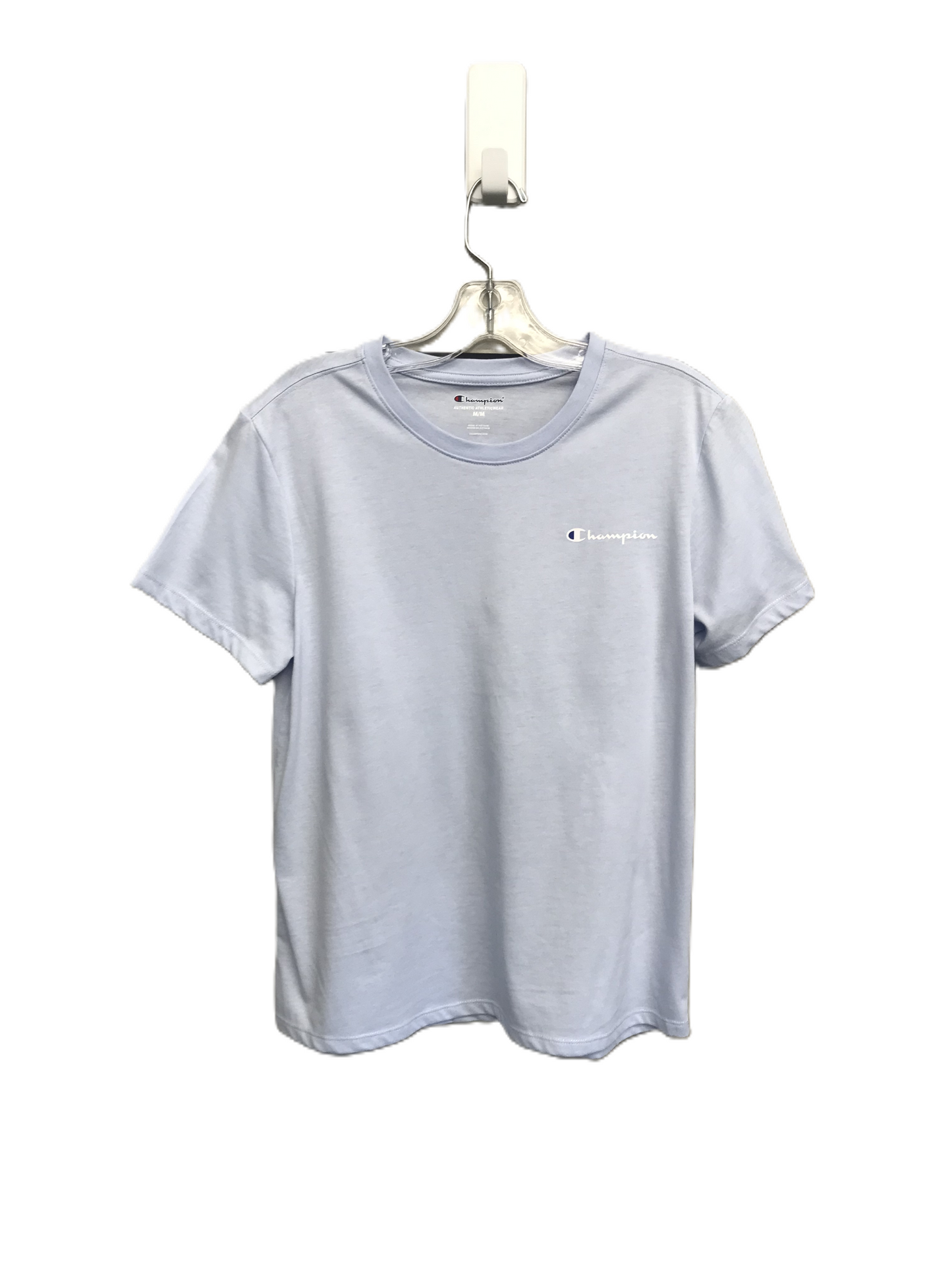 Blue Athletic Top Short Sleeve By Champion, Size: M