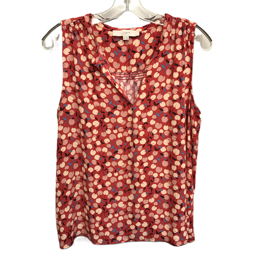 Red Top Sleeveless By Loft, Size: M