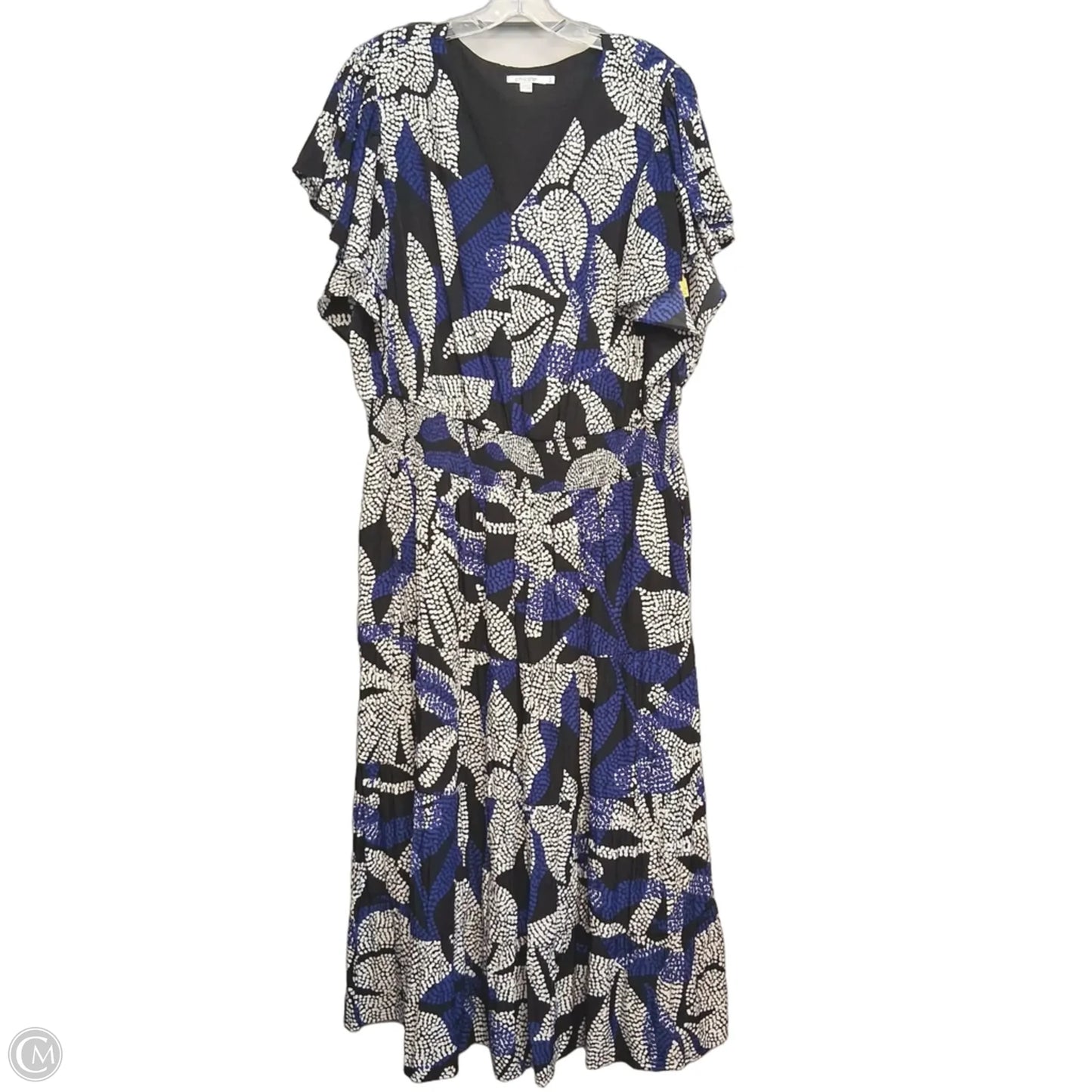 Dress Casual Maxi By Chicos In Black & Blue, Size: Xl