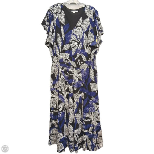 Dress Casual Maxi By Chicos In Black & Blue, Size: Xl