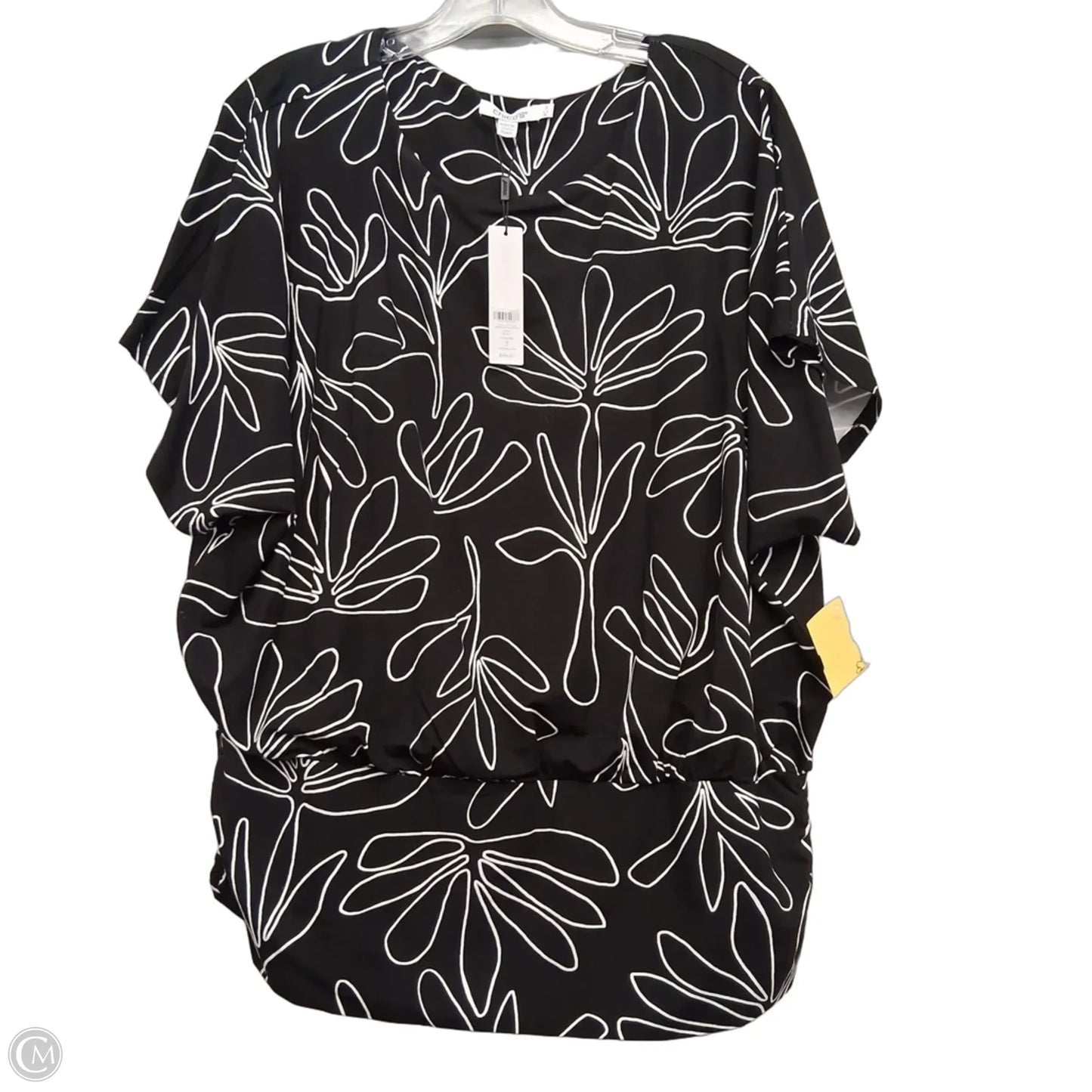Top Short Sleeve By Chicos In Black & White, Size: Xl