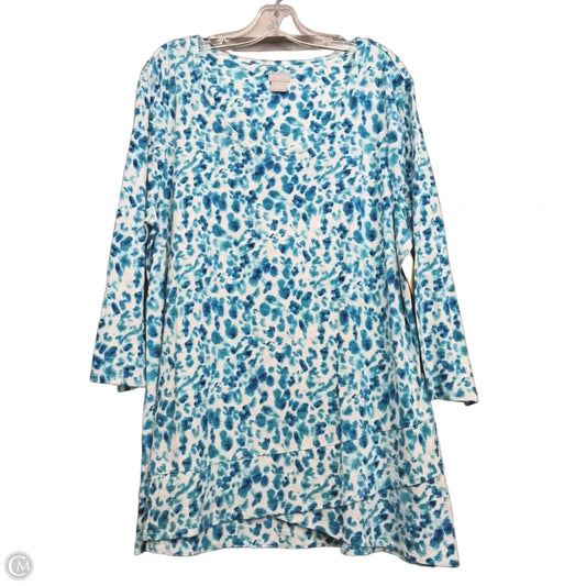 Top Long Sleeve By Chicos In Blue & White, Size: Xl