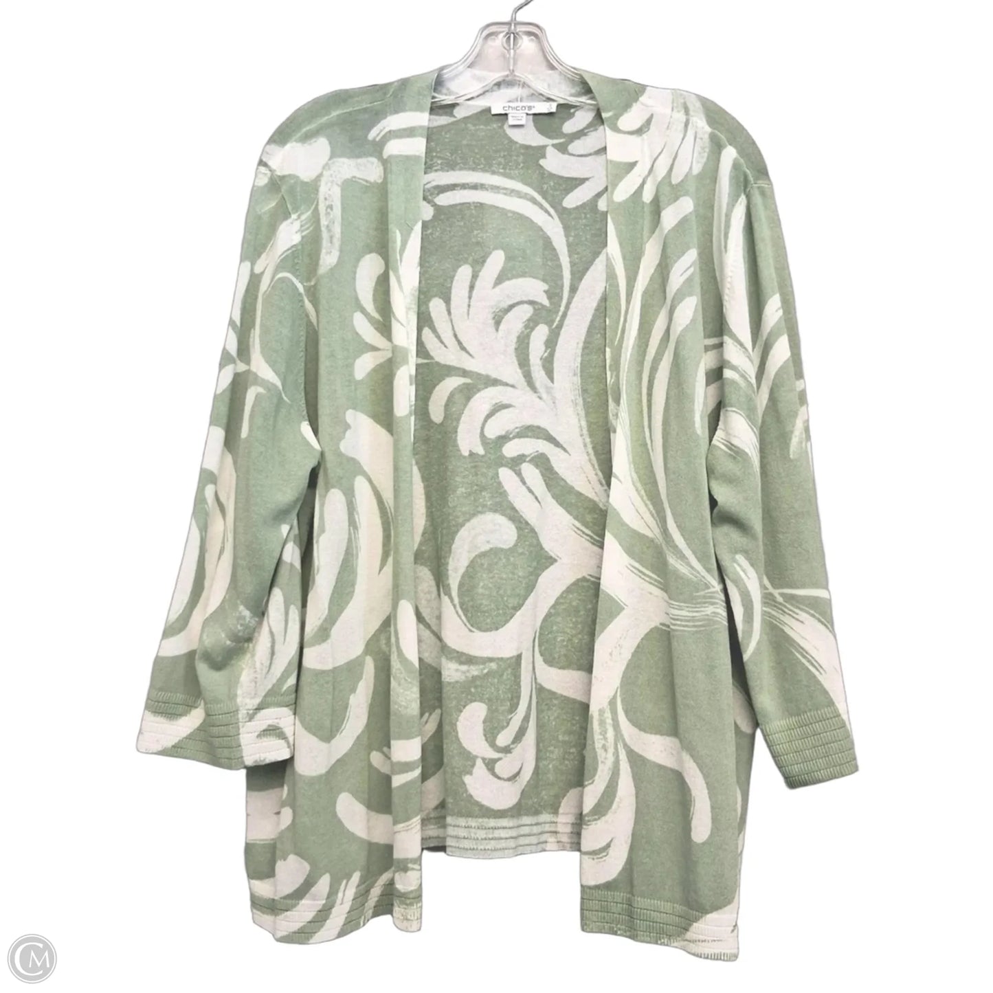 Sweater Cardigan By Chicos In Green, Size: XL