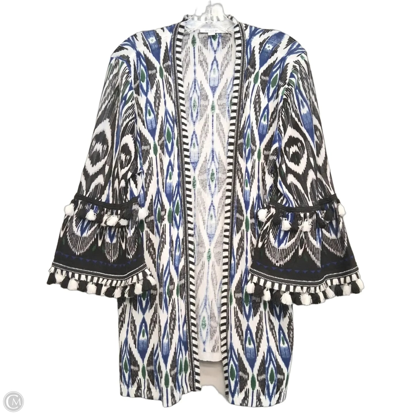 Sweater Cardigan By Chicos In Black & Blue, Size: Xl
