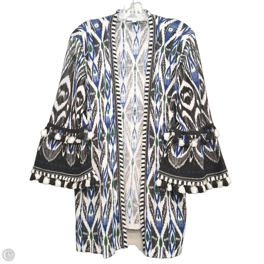 Sweater Cardigan By Chicos In Black & Blue, Size: Xl