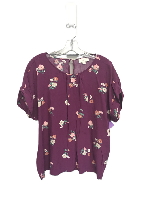 Floral Print Top Short Sleeve By Loft, Size: M