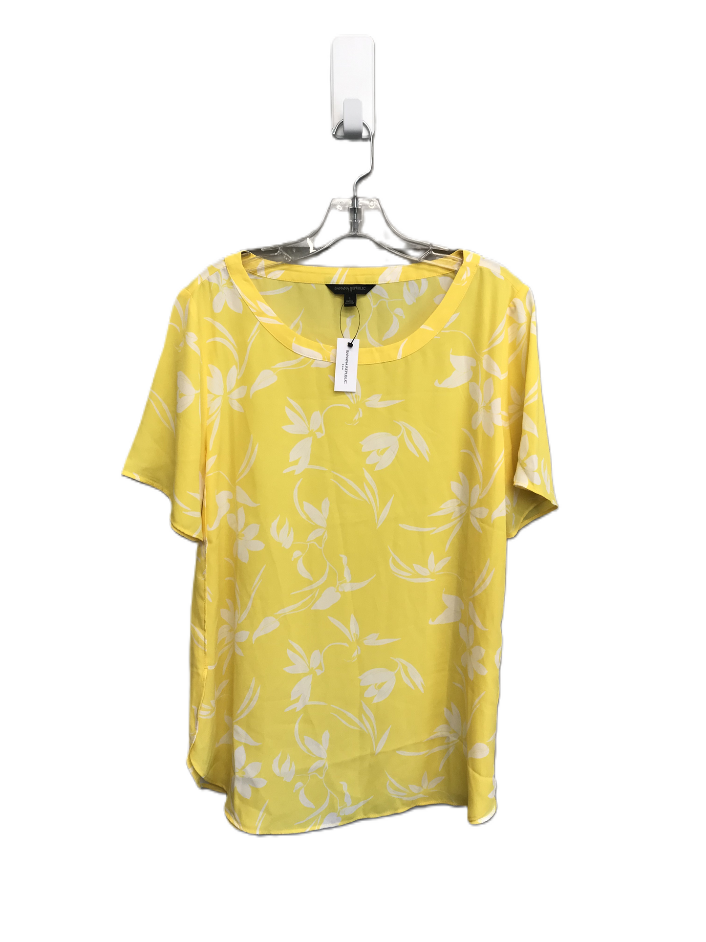 White & Yellow Top Short Sleeve By Banana Republic, Size: L